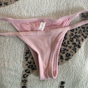 White Fox Pink Ribbed Cheeky Bikini Bottoms